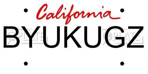 BYUKUGZ California License Plate