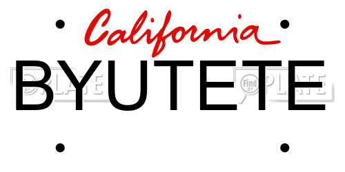 BYUTETE California License Plate