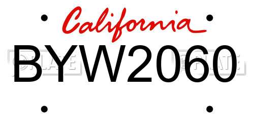 BYW2060 California License Plate