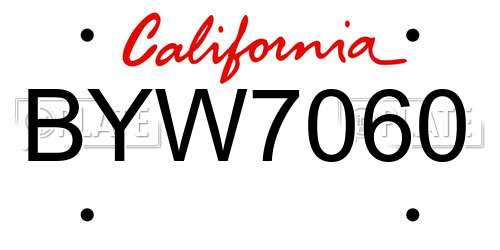 BYW7060 California License Plate