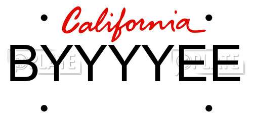 BYYYYEE California License Plate