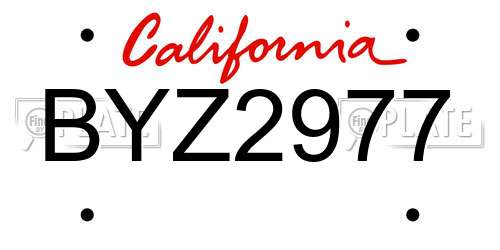 BYZ2977 California License Plate