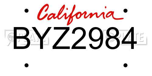 BYZ2984 California License Plate