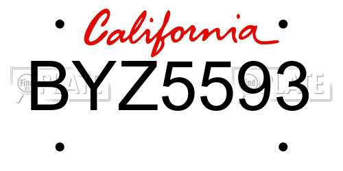 BYZ5593 California License Plate