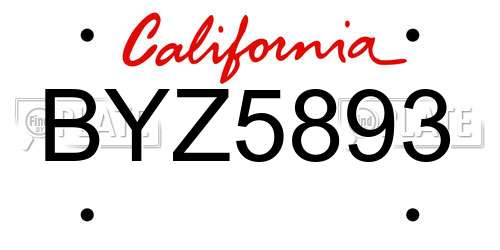 BYZ5893 California License Plate