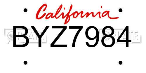BYZ7984 California License Plate