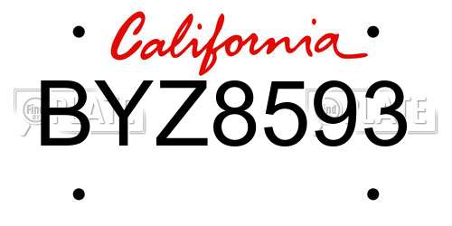 BYZ8593 California License Plate