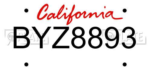 BYZ8893 California License Plate