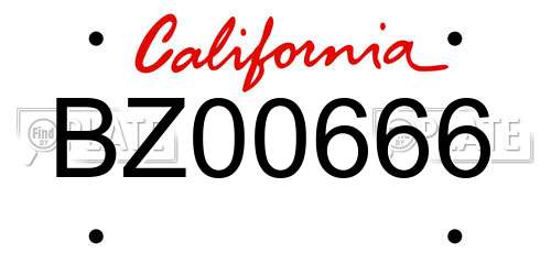 BZ00666 California License Plate