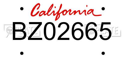 BZ02665 California License Plate