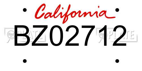 BZ02712 California License Plate