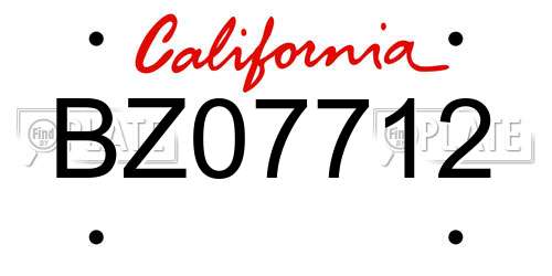 BZ07712 California License Plate