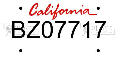 BZ07717 California License Plate