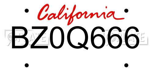 BZ0Q666 California License Plate