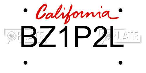 BZ1P2L California License Plate