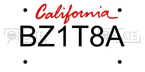 BZ1T8A California License Plate