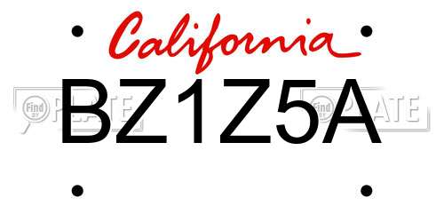 BZ1Z5A California License Plate