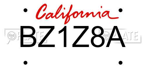 BZ1Z8A California License Plate