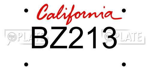 BZ213 California License Plate