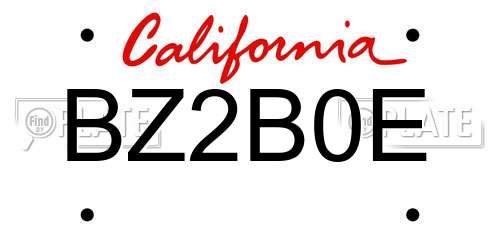 BZ2B0E California License Plate