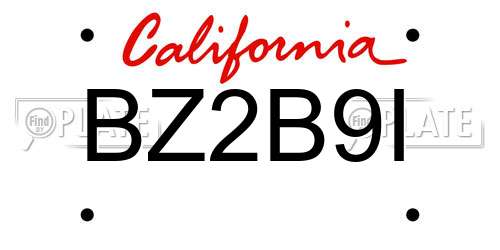 BZ2B9I California License Plate