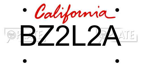 BZ2L2A California License Plate