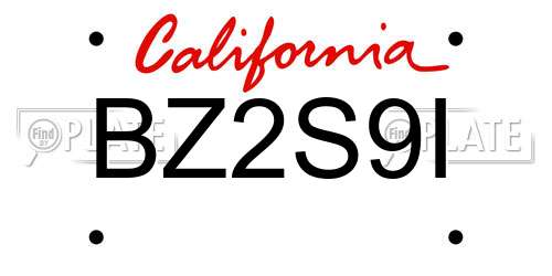 BZ2S9I California License Plate