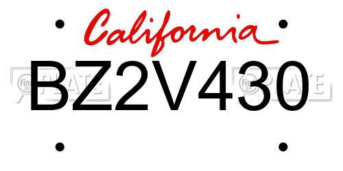 BZ2V430 California License Plate