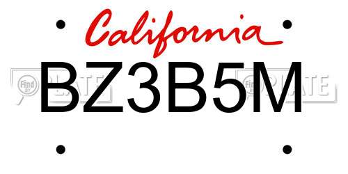 BZ3B5M California License Plate