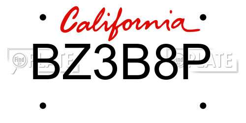 BZ3B8P California License Plate
