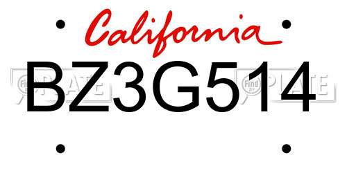 BZ3G514 California License Plate