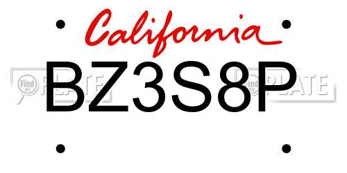 BZ3S8P California License Plate