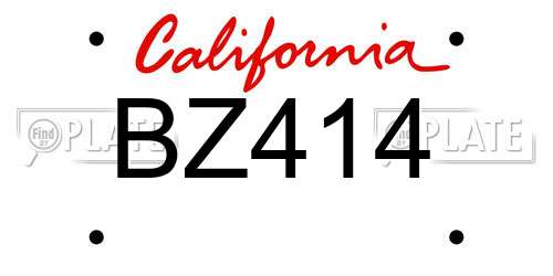 BZ414 California License Plate