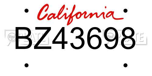 BZ43698 California License Plate