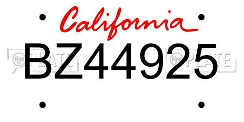BZ44925 California License Plate