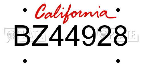 BZ44928 California License Plate