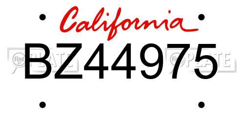 BZ44975 California License Plate
