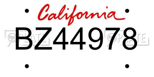 BZ44978 California License Plate