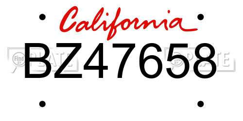 BZ47658 California License Plate
