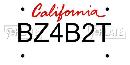 BZ4B2T California License Plate