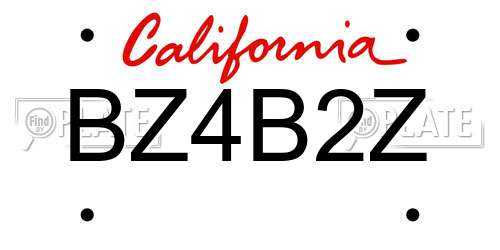 BZ4B2Z California License Plate