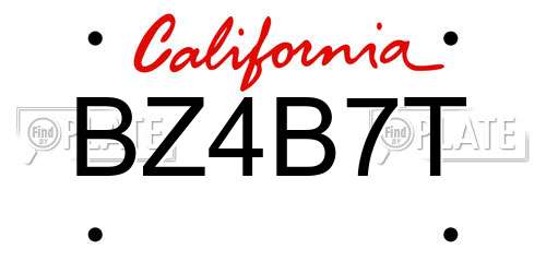 BZ4B7T California License Plate