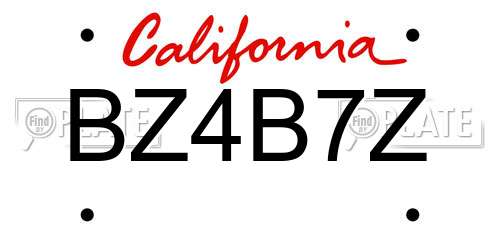 BZ4B7Z California License Plate