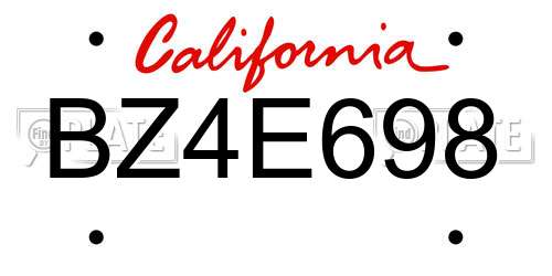 BZ4E698 California License Plate