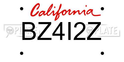 BZ4I2Z California License Plate