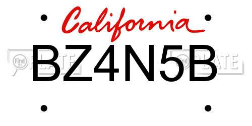 BZ4N5B California License Plate
