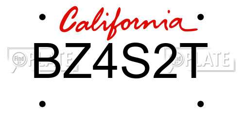 BZ4S2T California License Plate