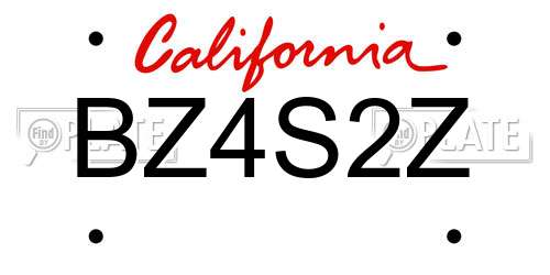 BZ4S2Z California License Plate