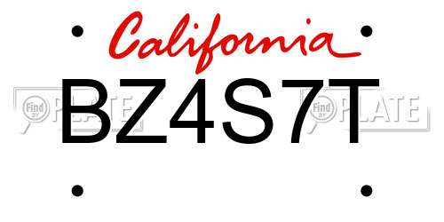 BZ4S7T California License Plate