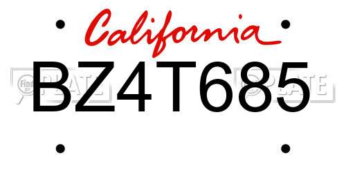BZ4T685 California License Plate